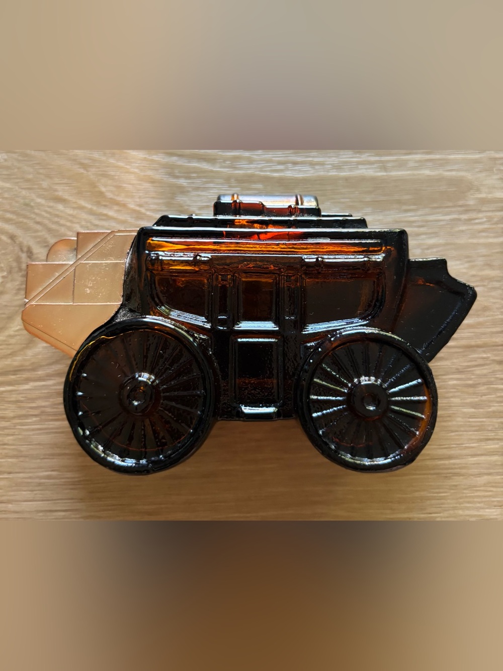 Amber Glass Car Train Figurine - Decorative Collectible